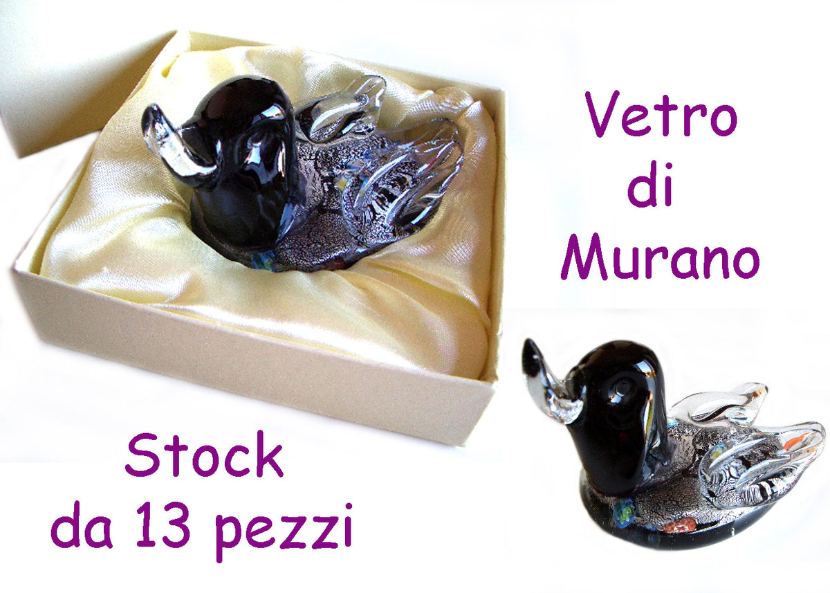 Papera nera vetro Murano lavorazione foglia argento – Bomboniere Infinity