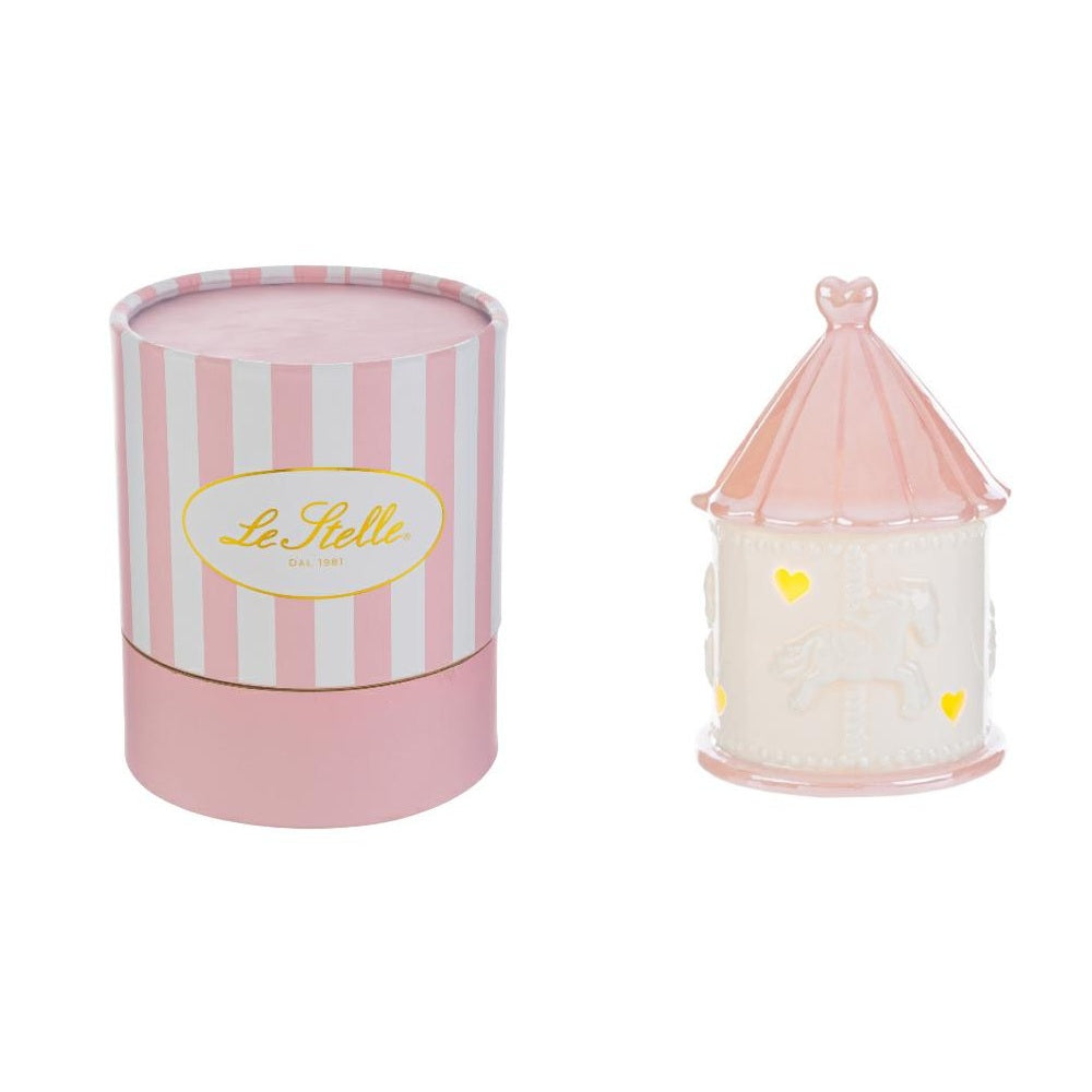 Giostrina in porcellana bianca rosa, con LED