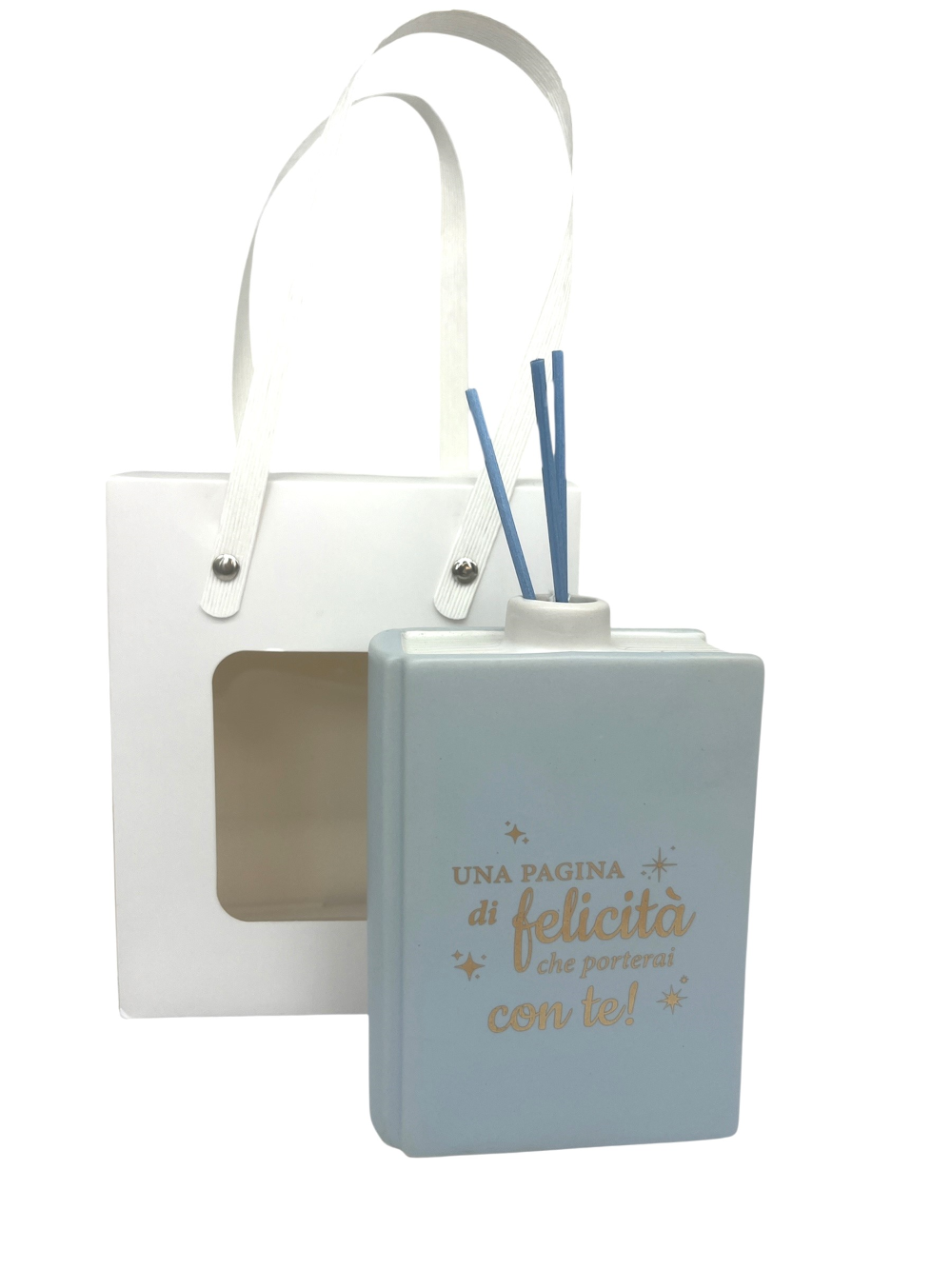 Pagine della Felicità: diffusore di profumo Libro, azzurro