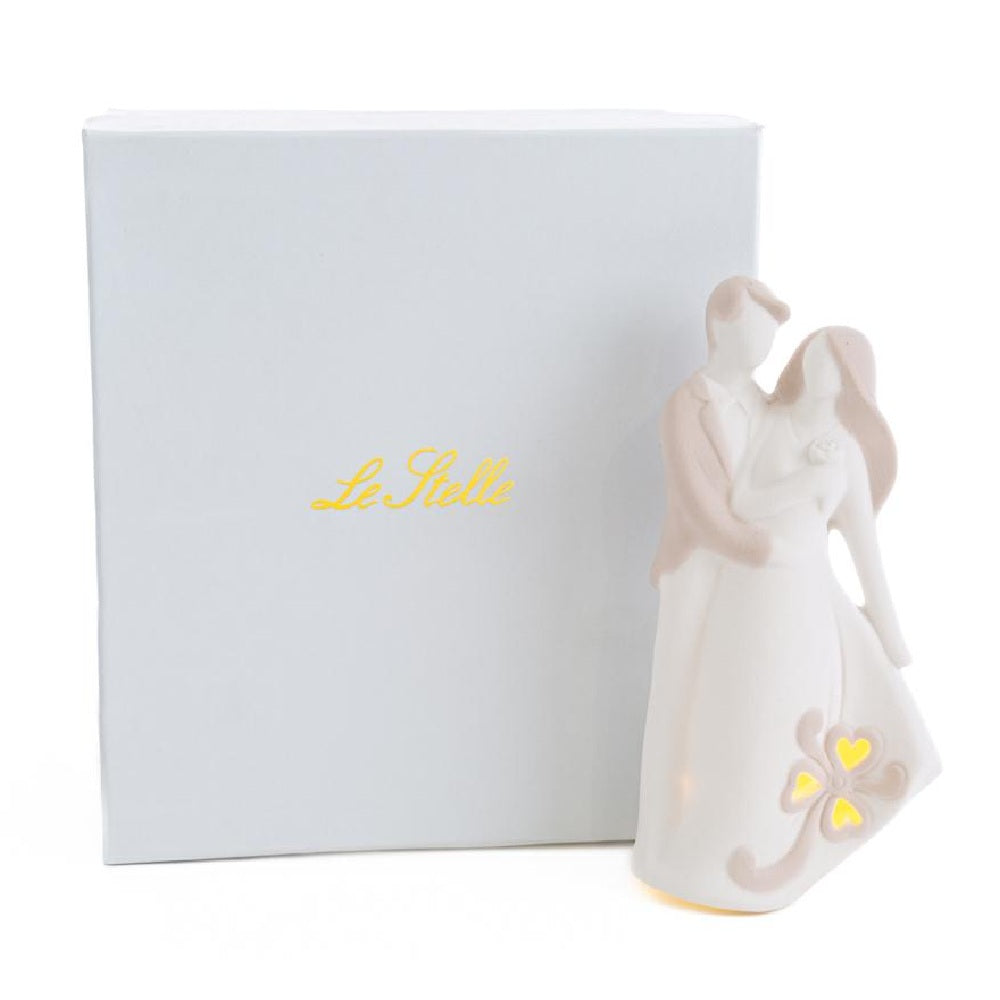 Statuina coppia di sposi in porcellana con LED