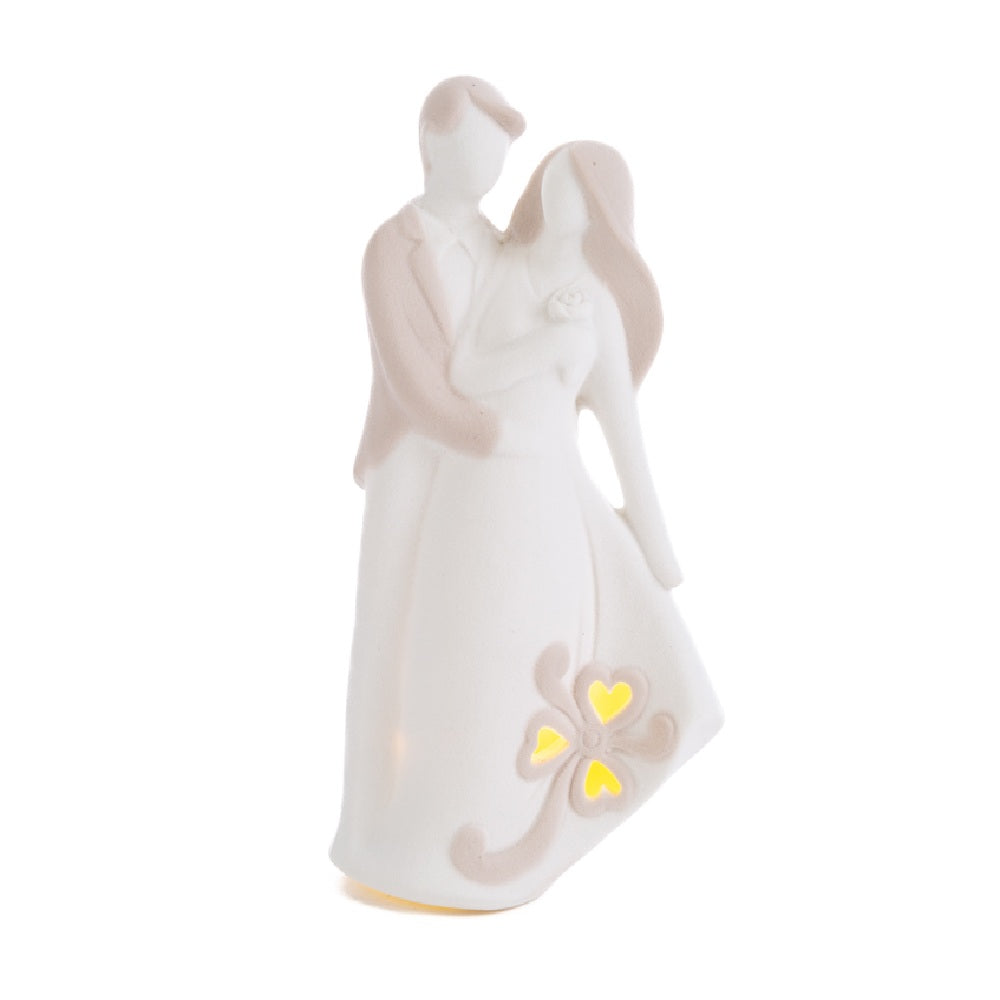 Statuina coppia di sposi in porcellana con LED