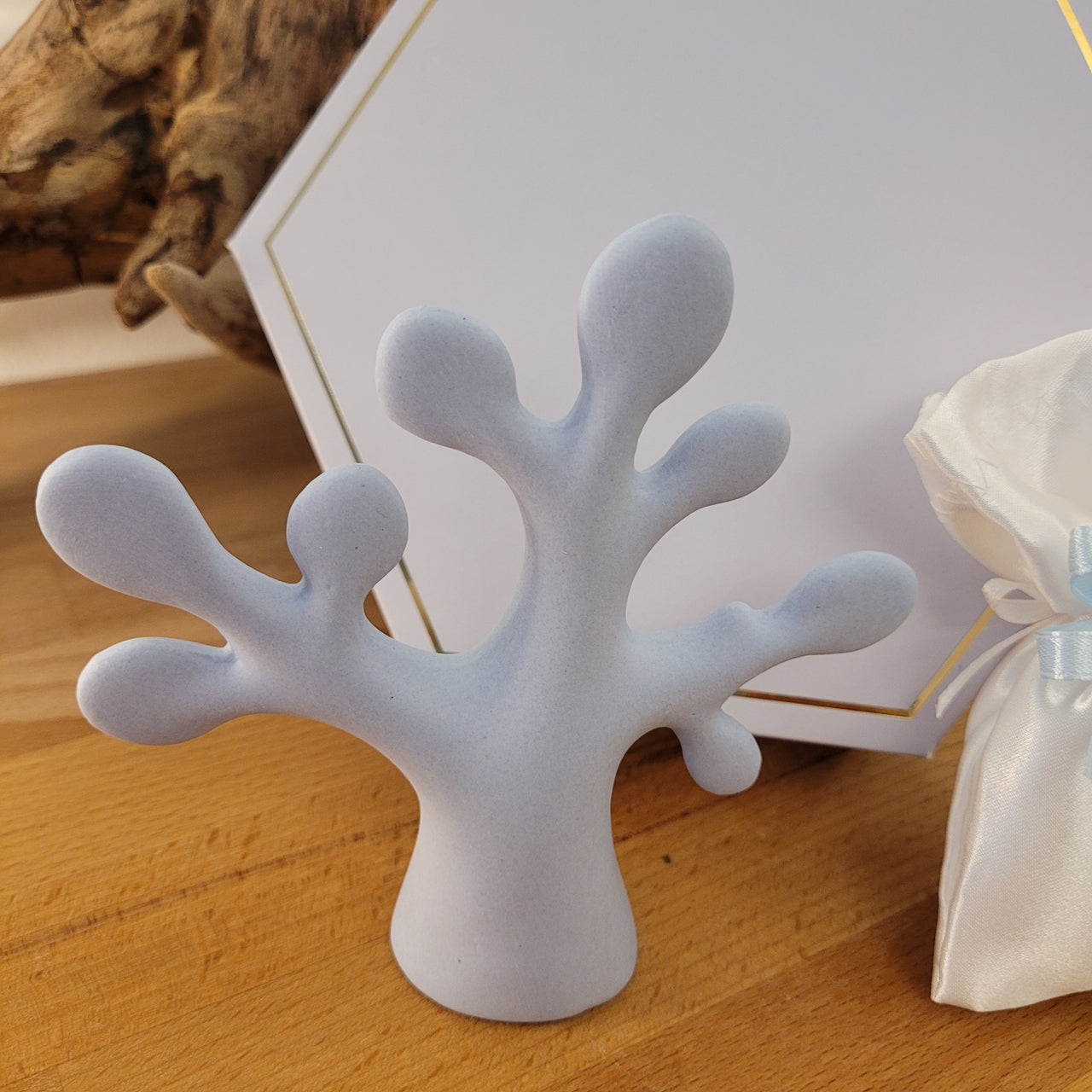 Albero della vita in porcellana azzurra satinata