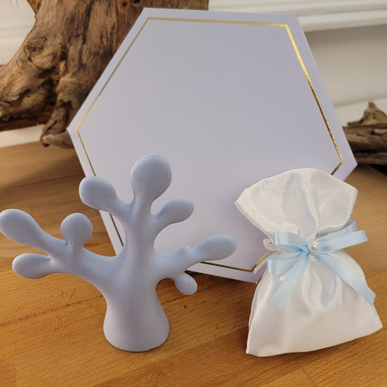 Albero della vita in porcellana azzurra satinata