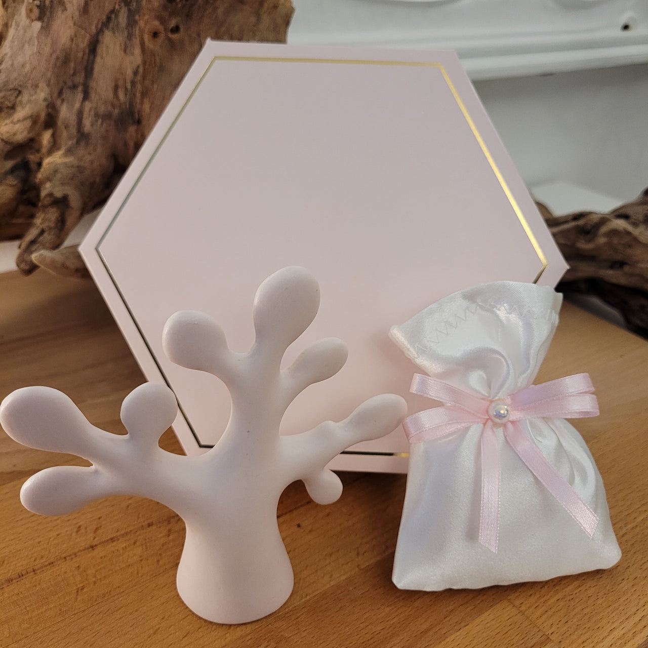 Albero della vita in porcellana rosa satinata