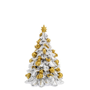 Albero di Natale con carillon, argento e oro, cm 21 di altezza