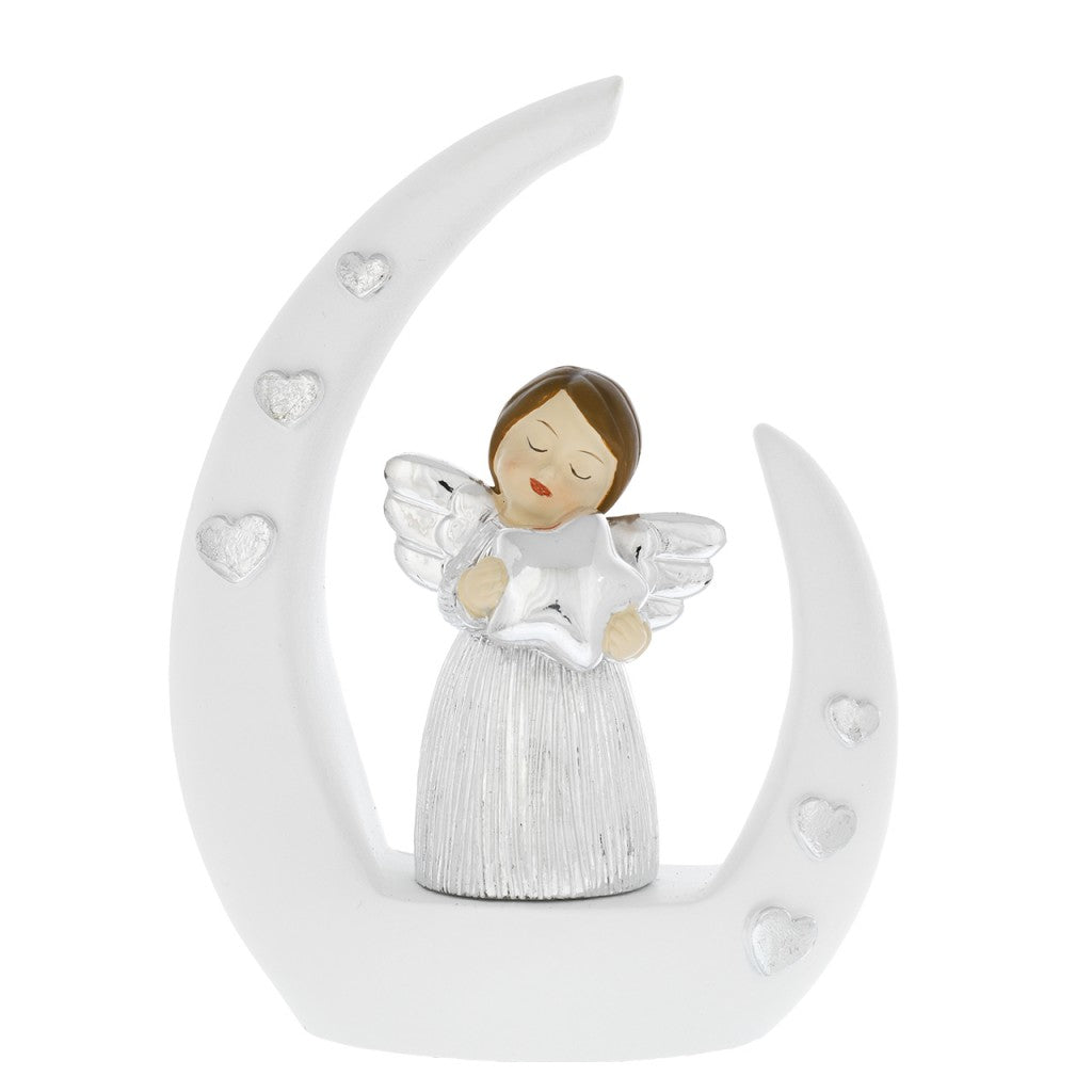 Angelo bianco con stella argento su base stilizzata