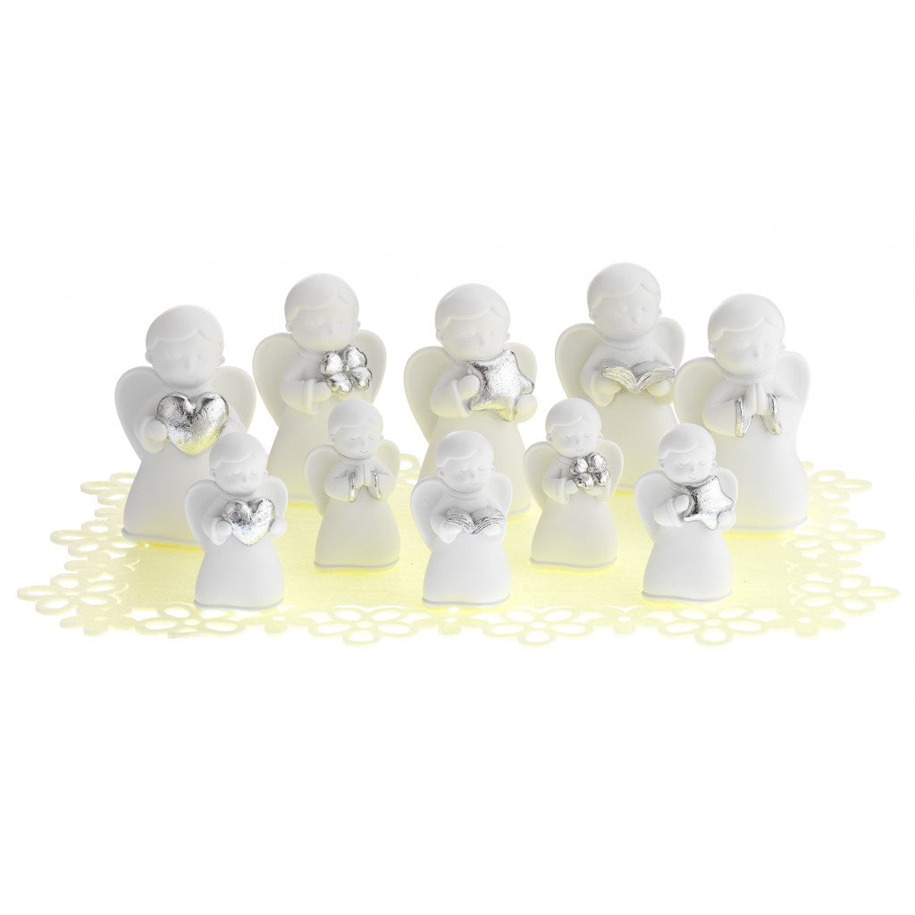 Angelo bianco con libro argento