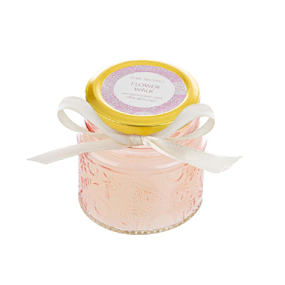 Bomboniera candela profumata in barattolino di vetro rosa, 2 misure