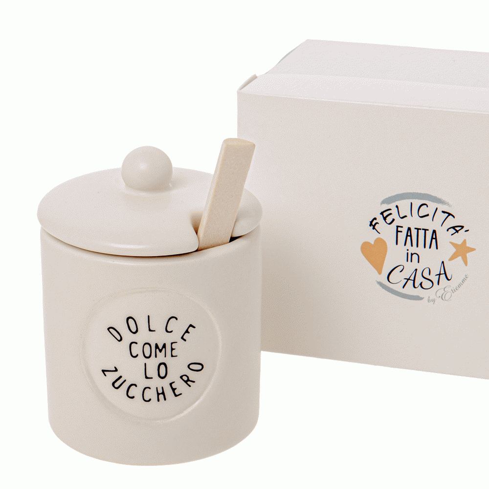 Friends: Zuccheriera in porcellana con cucchiaino in legno