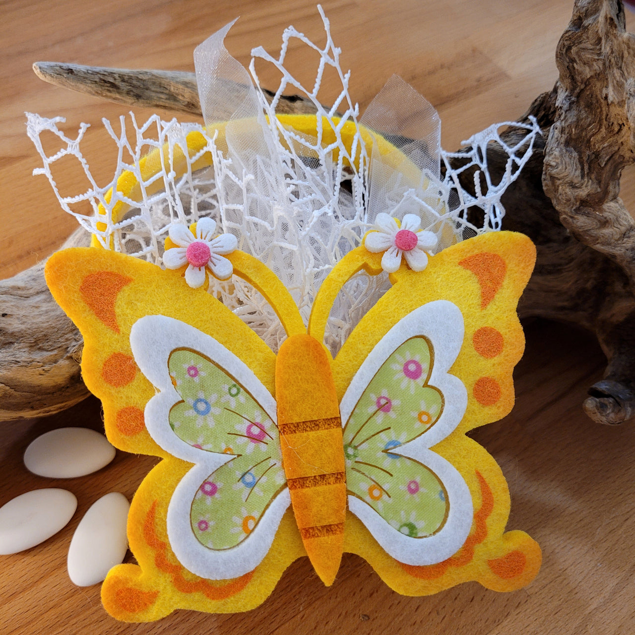 Cestino porta confetti farfalla bomboniera completa Comunione Cresima e compleanno, 36 pz