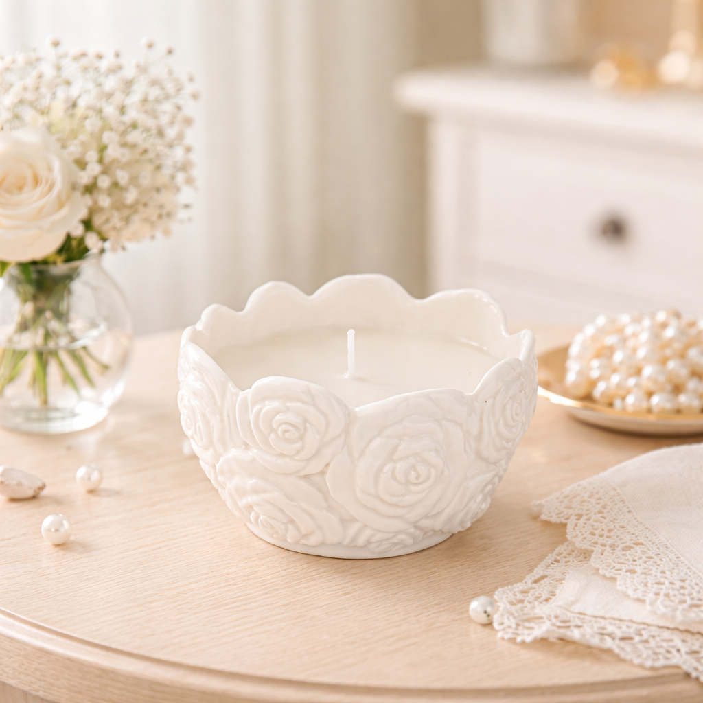 Candela profumata con cofanetto in porcellana "Rose"