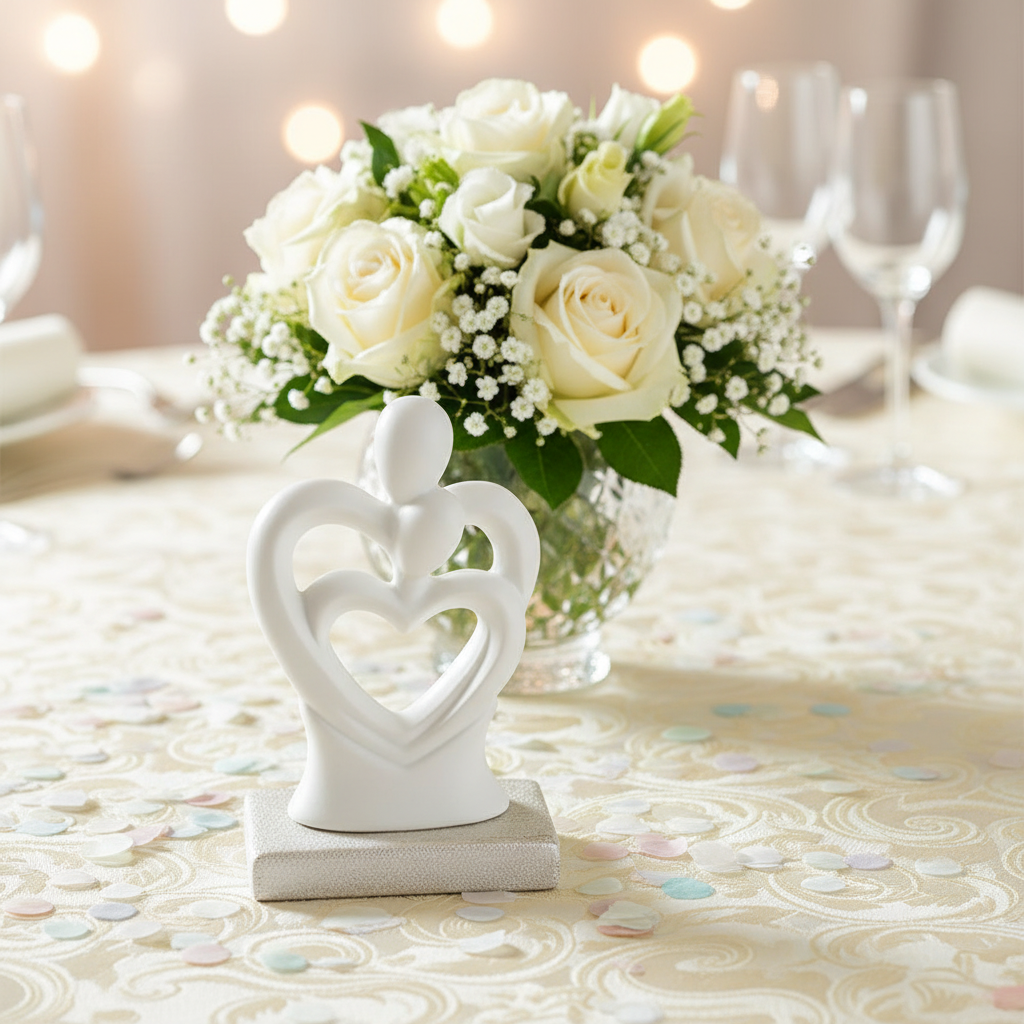 Bomboniera matrimonio: coppia di sposi stilizzati in porcellana