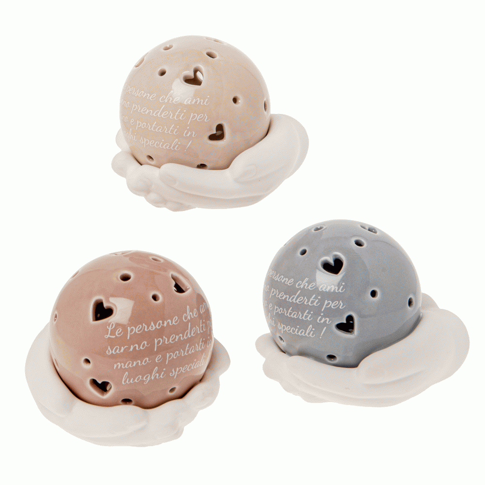 Especial: bomboniera 2026 sfera LED in porcellana con cuoricini