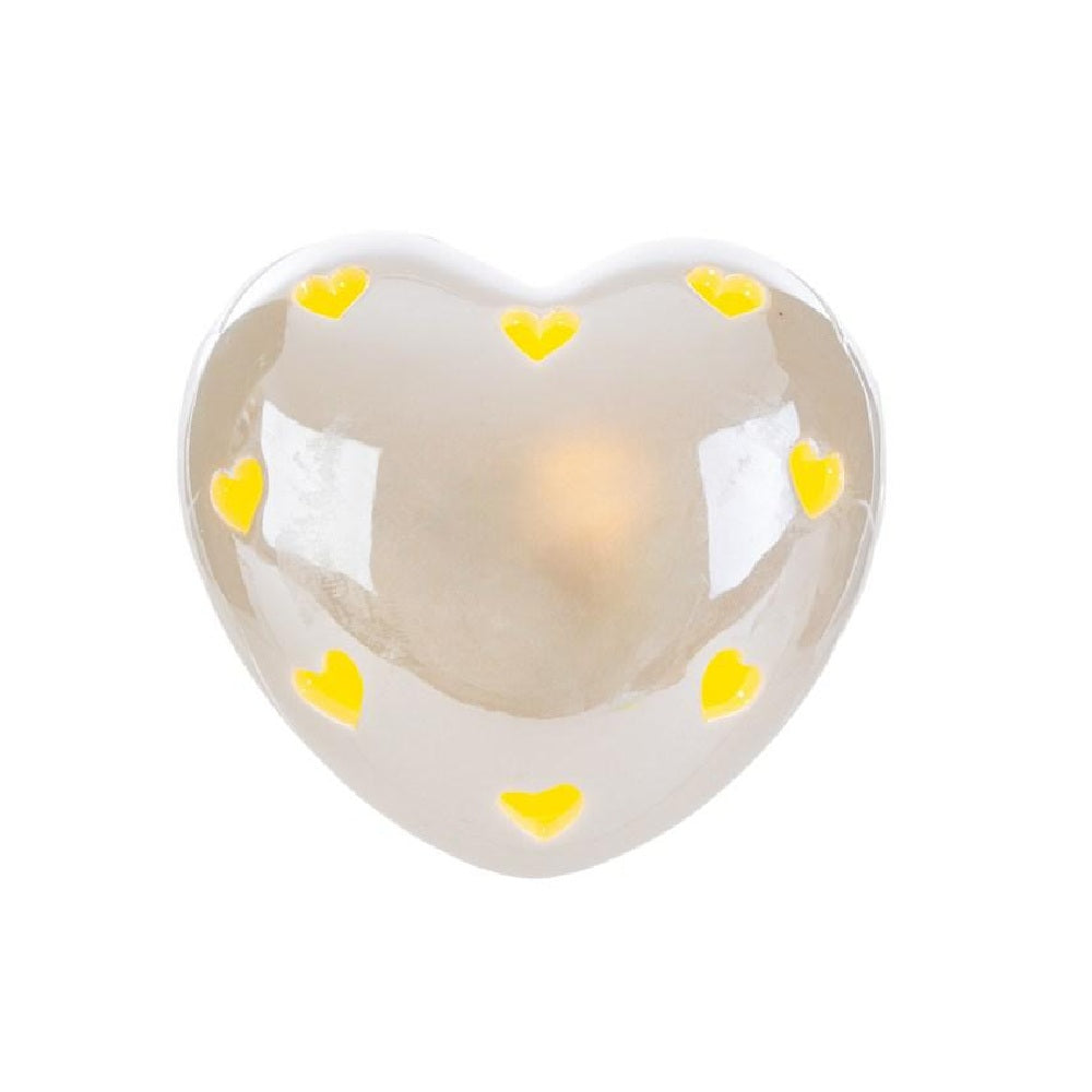 Cuore bianco in porcellana con LED