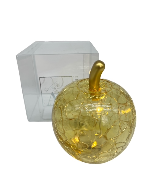 Craquelé: mela gialla in vetro craquelé con led