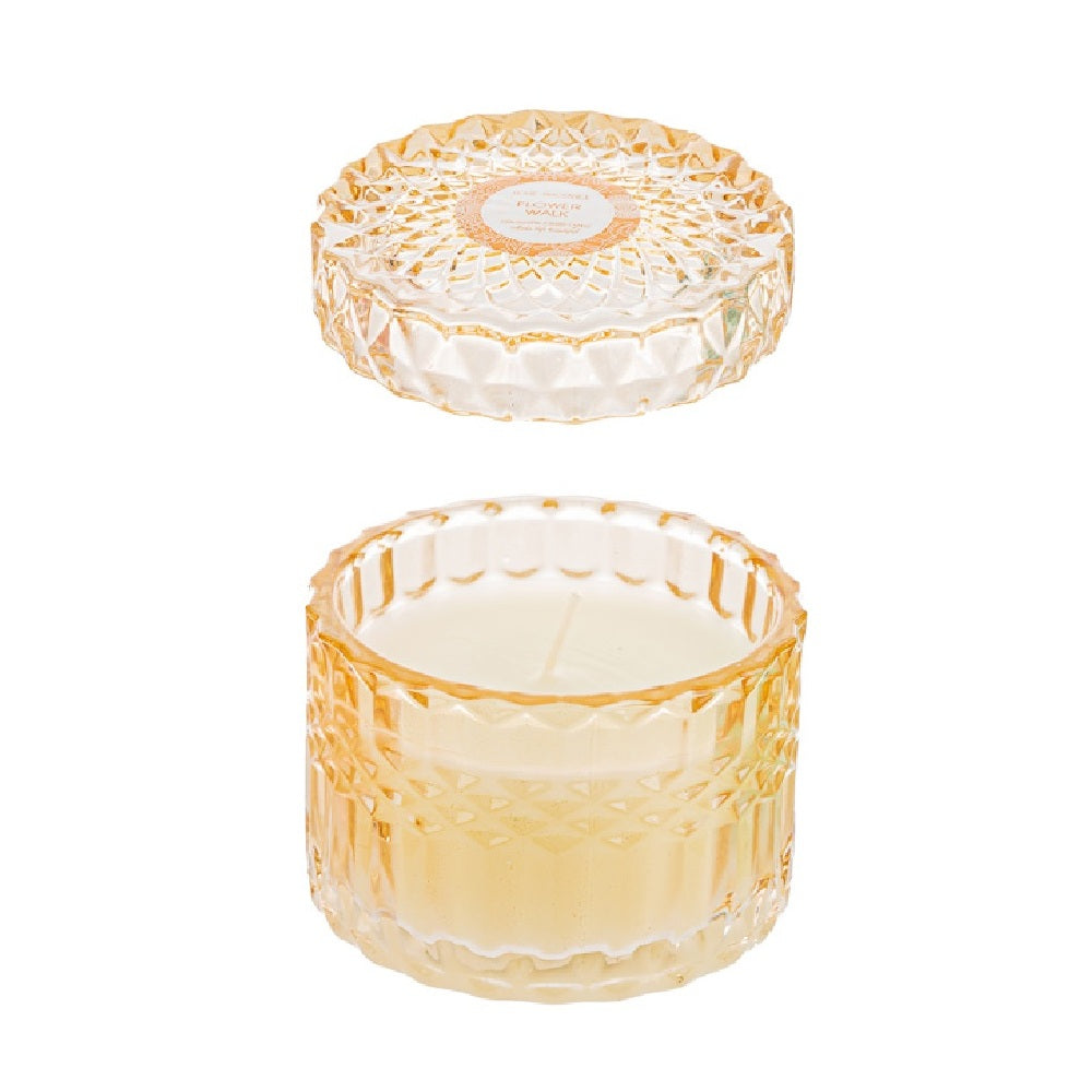 Candela profumata in cofanetto in vetro ambra