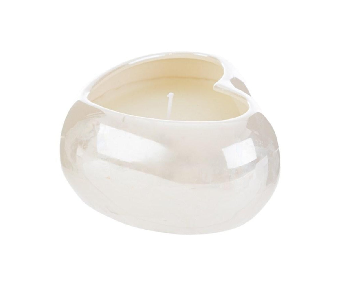 Candela soia in porcellana bianca a forma di cuore