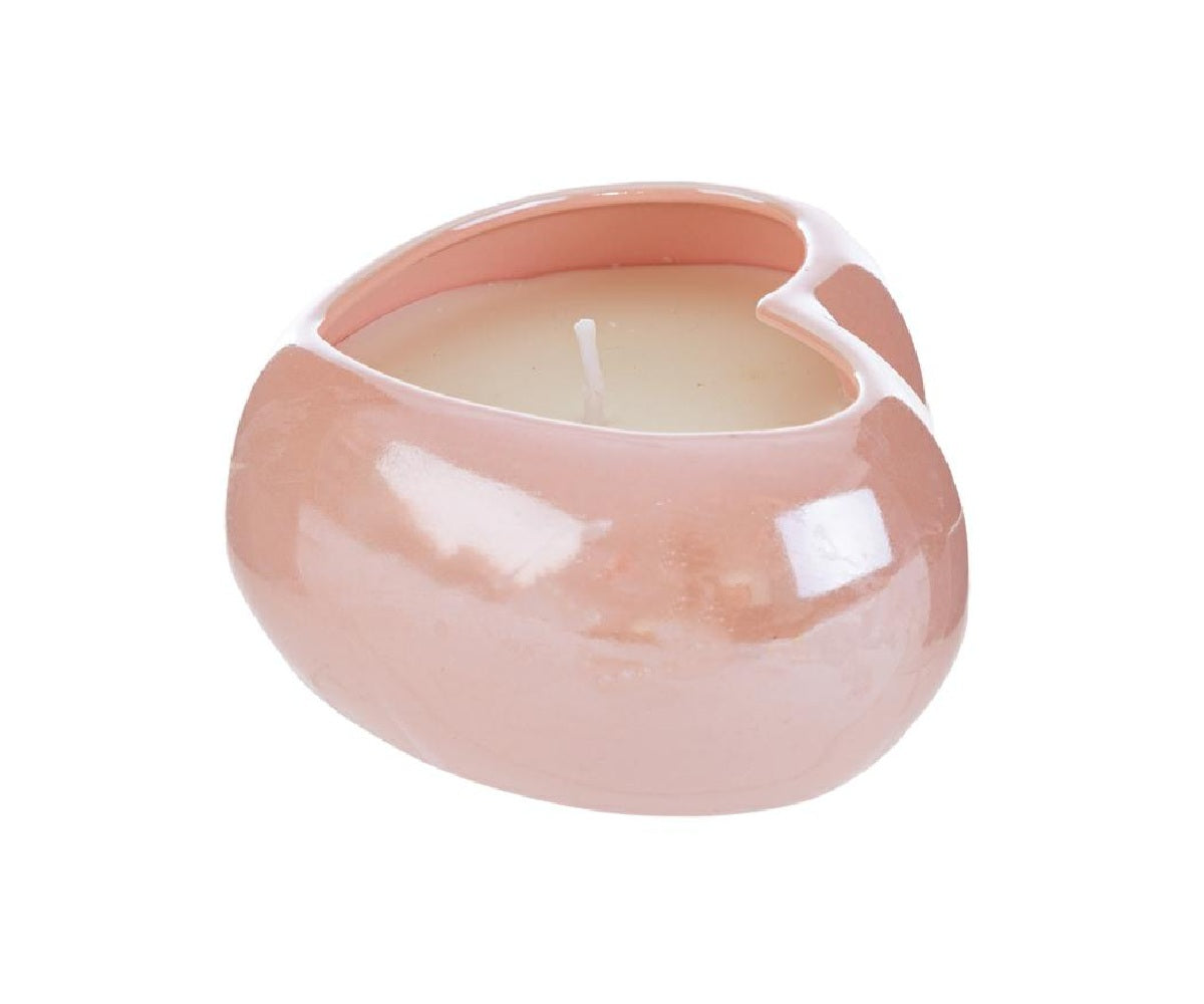 Candela soia in porcellana rosa a forma di cuore