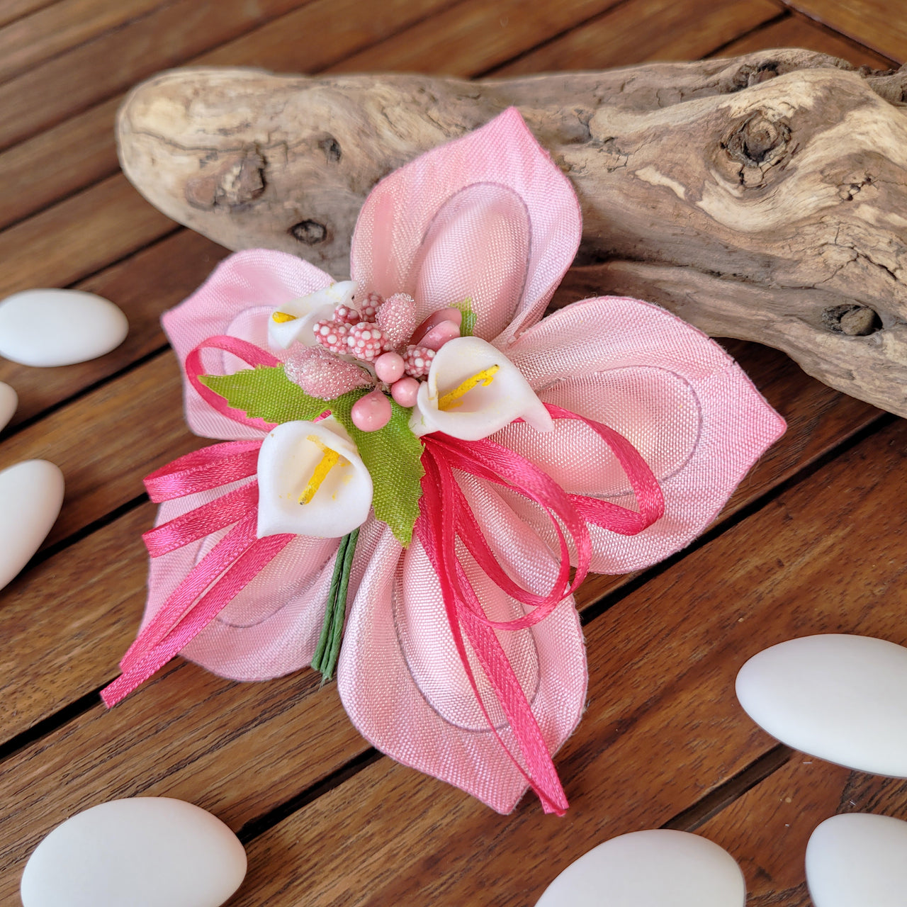 Coccarda porta confetti Narciso fucsia