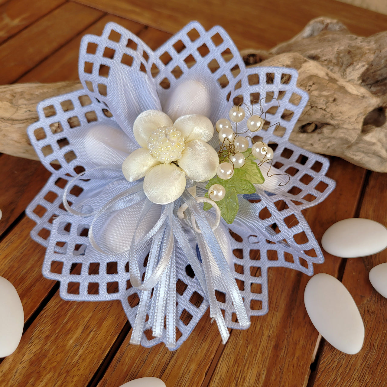 Coccarda portaconfetti Camilla carta zucchero, 25 pz