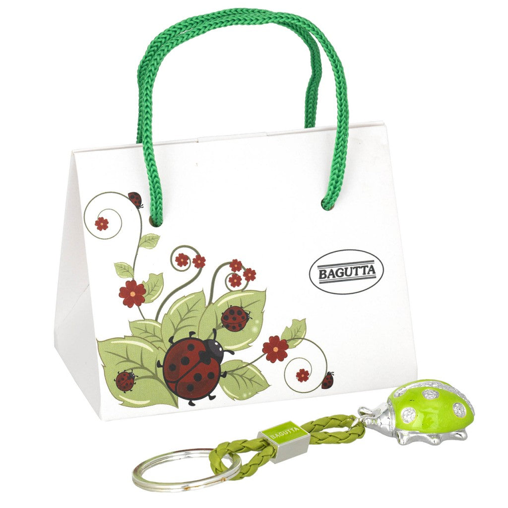 Coccinella portachiavi con catenella e strass