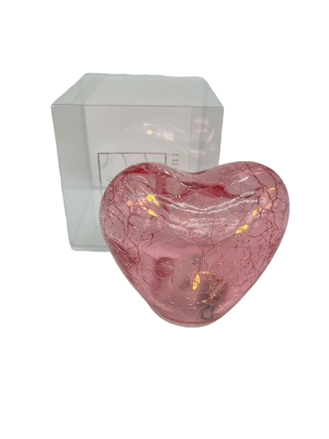 Craquelé: cuore rosa in vetro craquelé con led