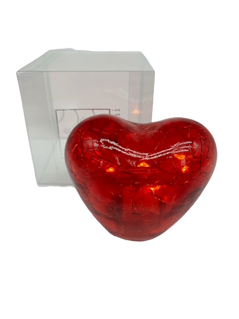 Craquelé: cuore rosso in vetro craquelé con led