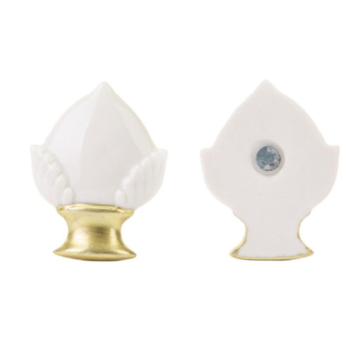Pomo magnete in porcellana bianca e oro