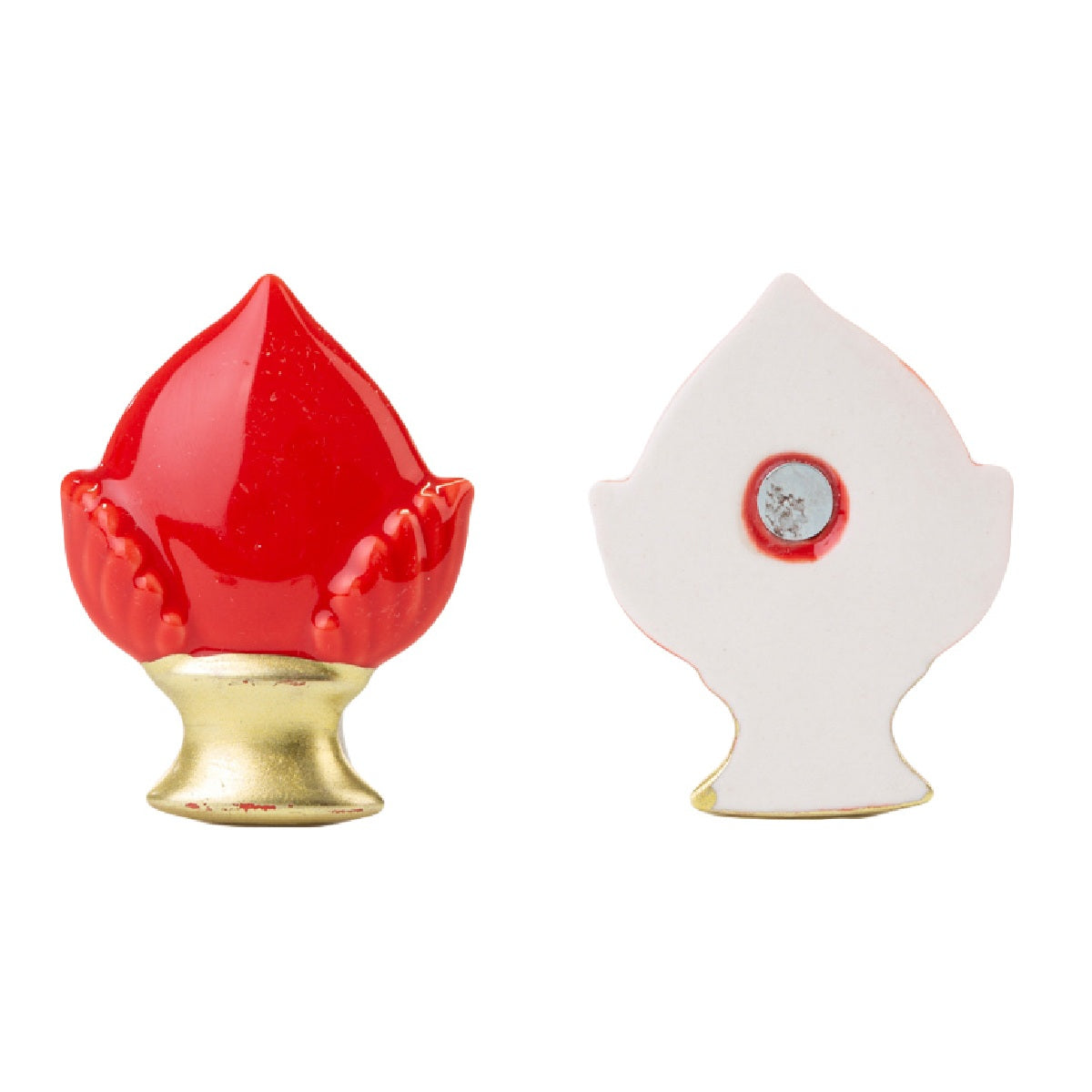 Pomo magnete in porcellana rossa e oro