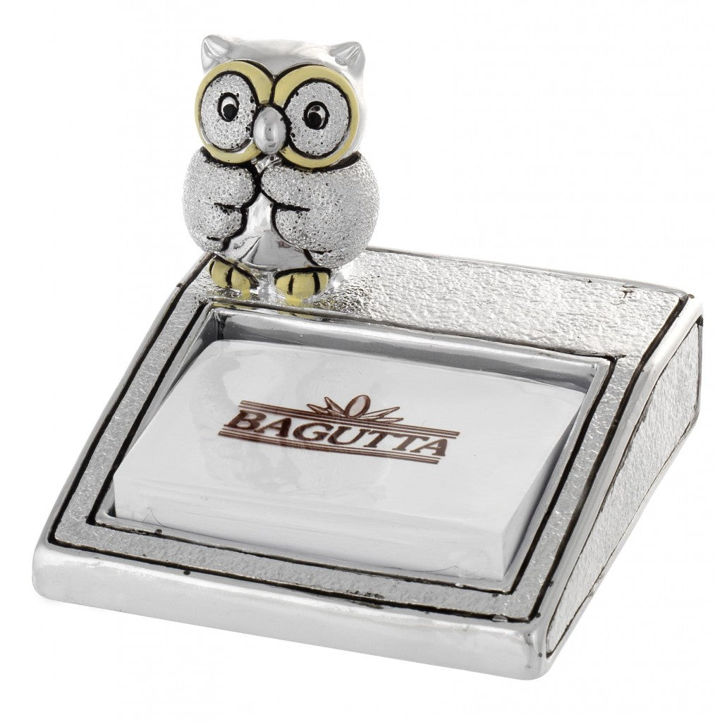 Porta post-it argentato con gufetto