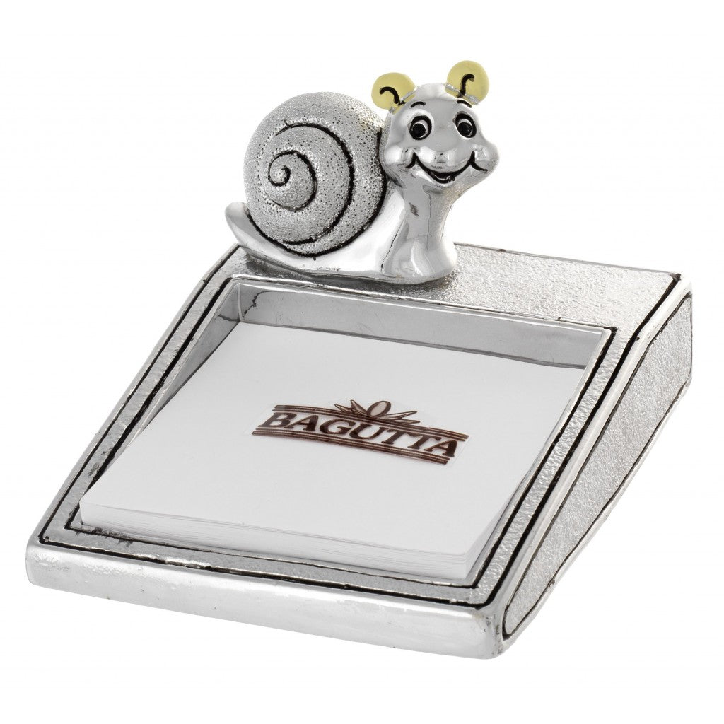 Porta post-it argentato con lumaca