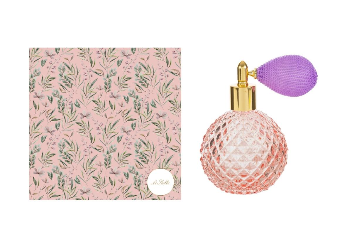 Portaprofumo spray tondo in vetro rosa, 100 ml