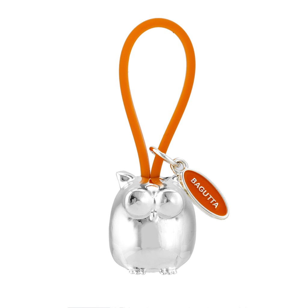 Gufo portachiavi argentato cordino in silicone