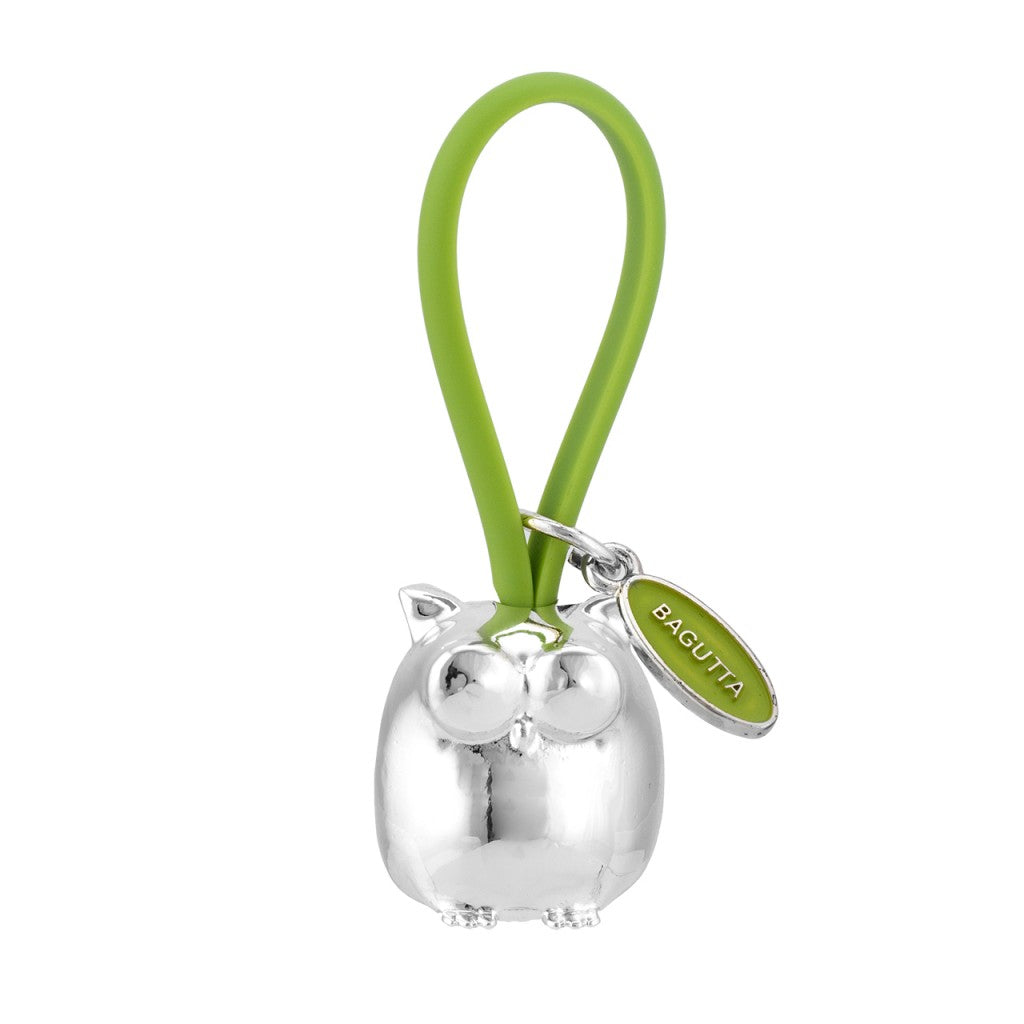 Gufo portachiavi argentato cordino in silicone