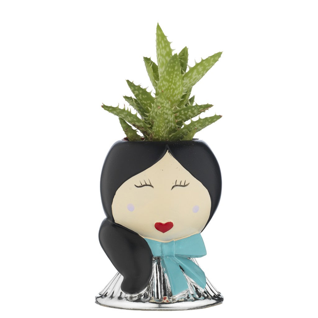 Portavaso Belle Epoque, base argentata e piantina grassa