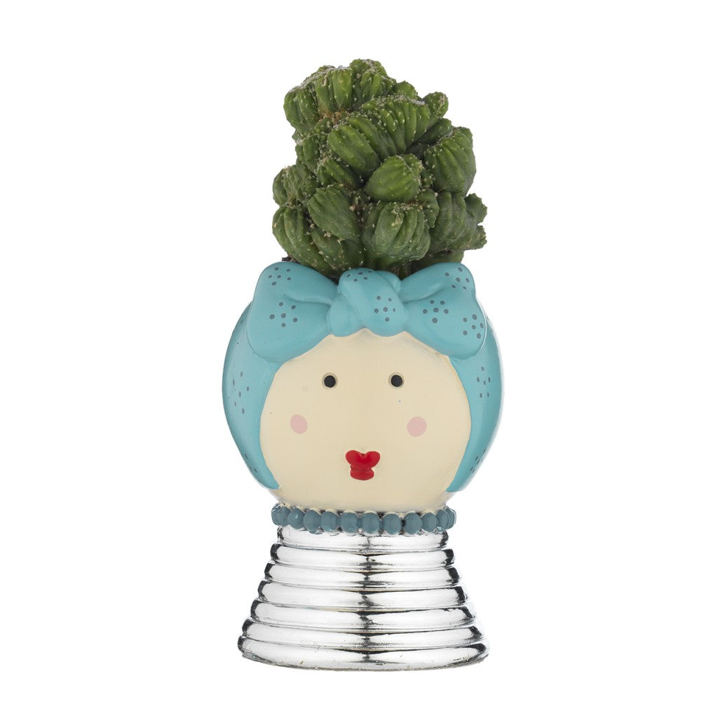 Portavaso Mama, base argentata e piantina grassa