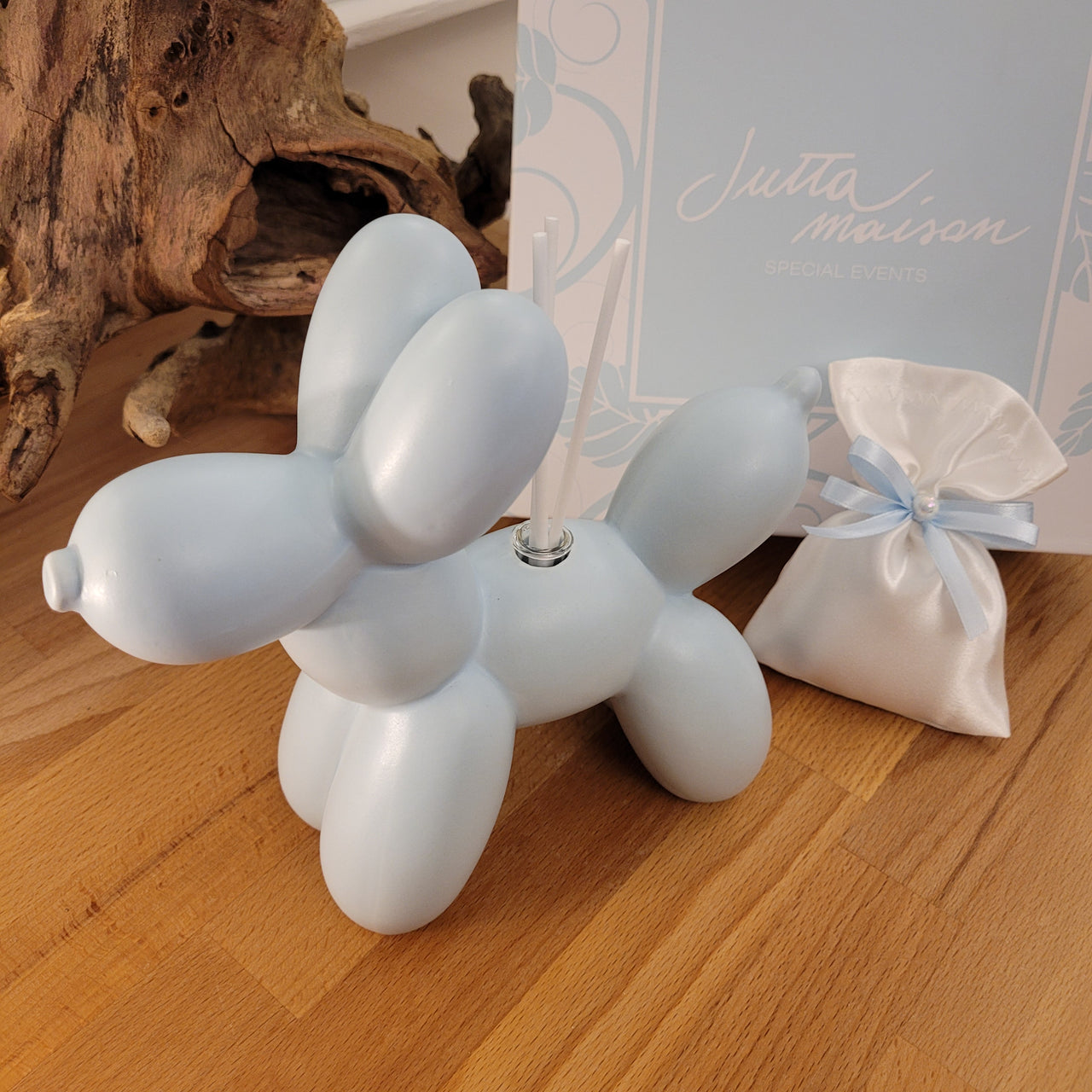 Cagnolino palloncino profumatore in porcellana azzurra satinata