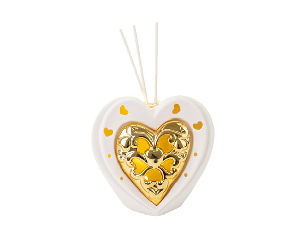 Profumatore cuore bianco e oro con LED