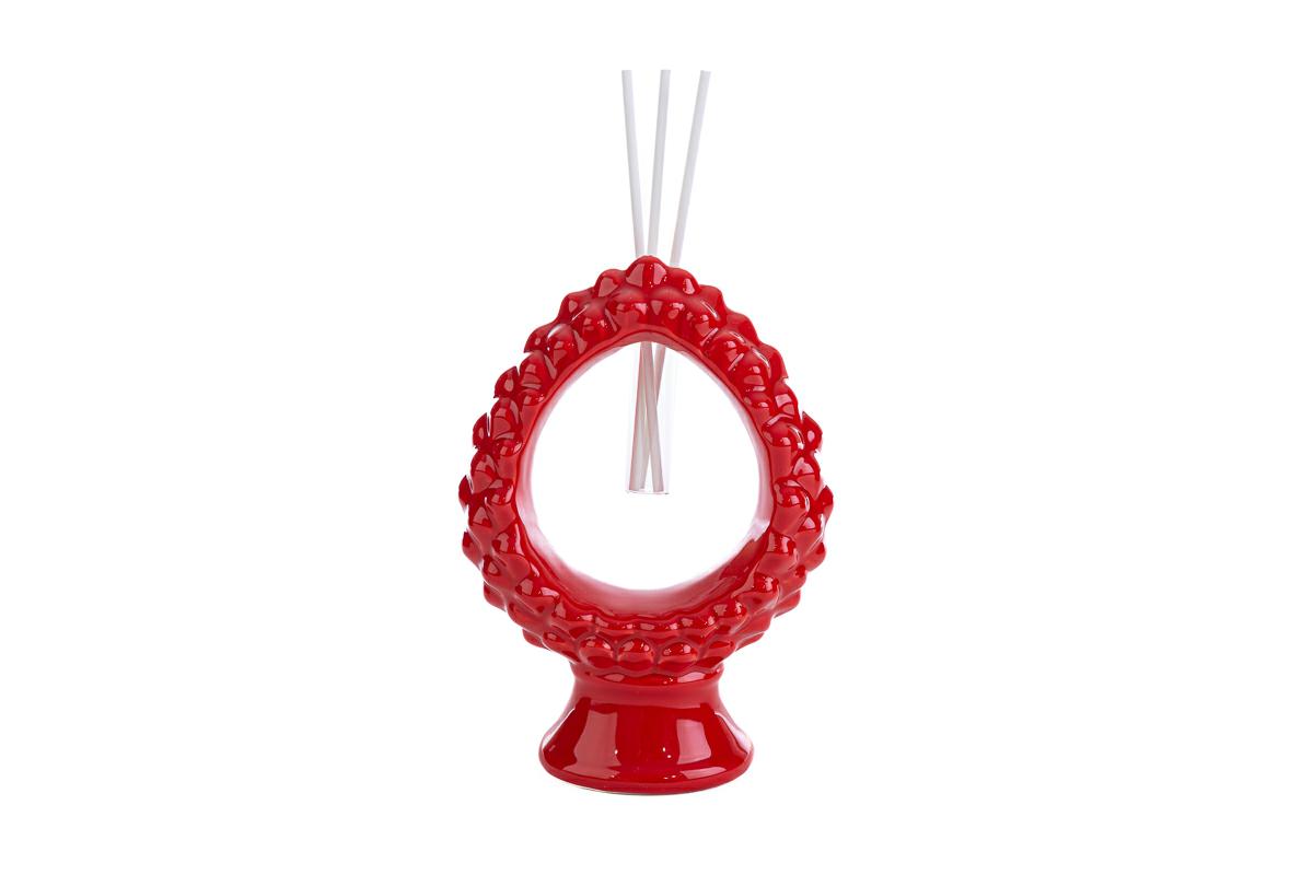 Bomboniera profumatore pigna in porcellana rossa