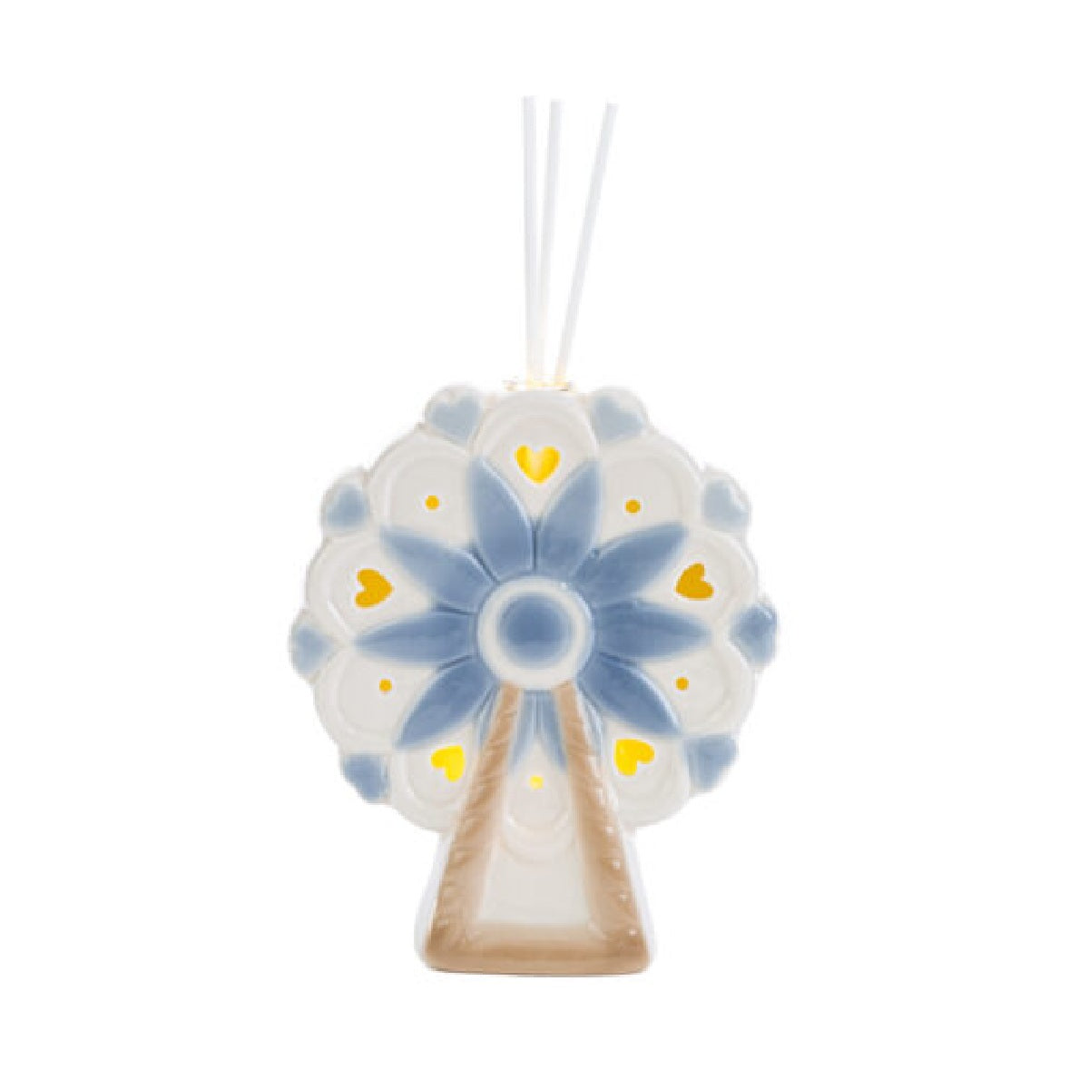 Ruota panoramica profumatore in porcellana bianca-azzurra con LED