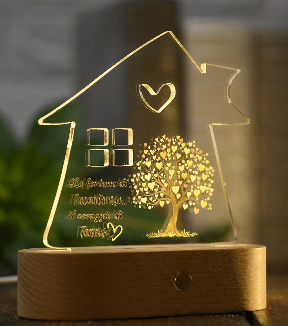 Sogni di Luce: lampada LED in legno con plexi cupola e Piccolo Principe