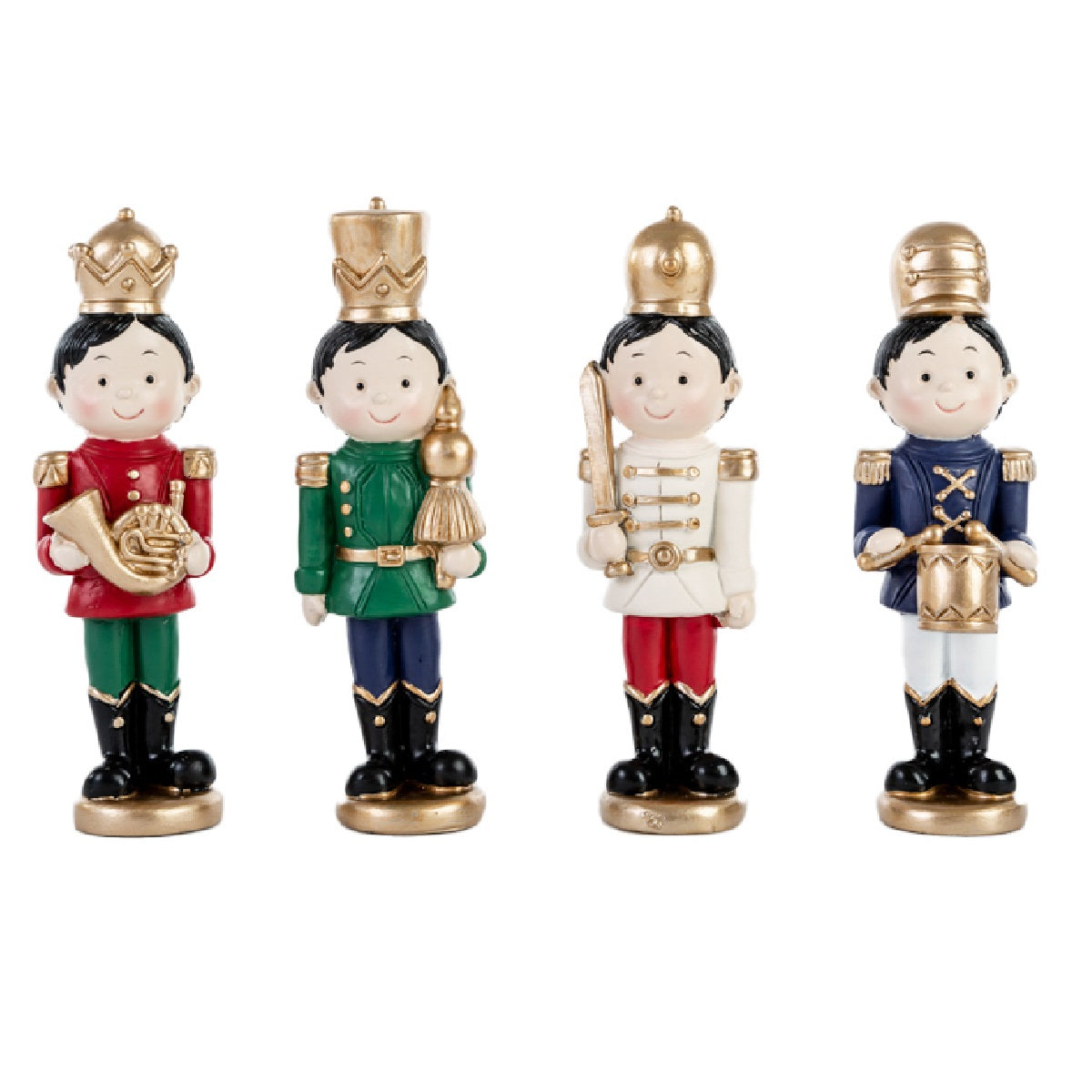Soldatini bomboniere in resina, 4 colori assortiti, cm 13.5