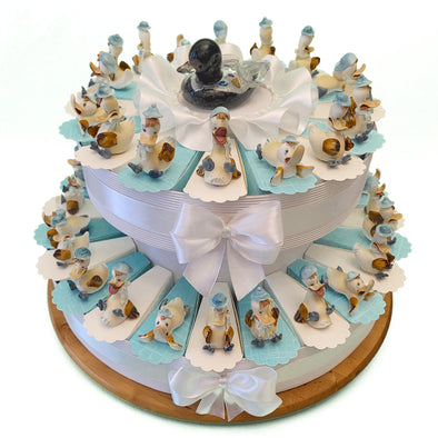 Torta bomboniera con paperotti in porcellana nascita e Battesimo bimbo –  Bomboniere Infinity