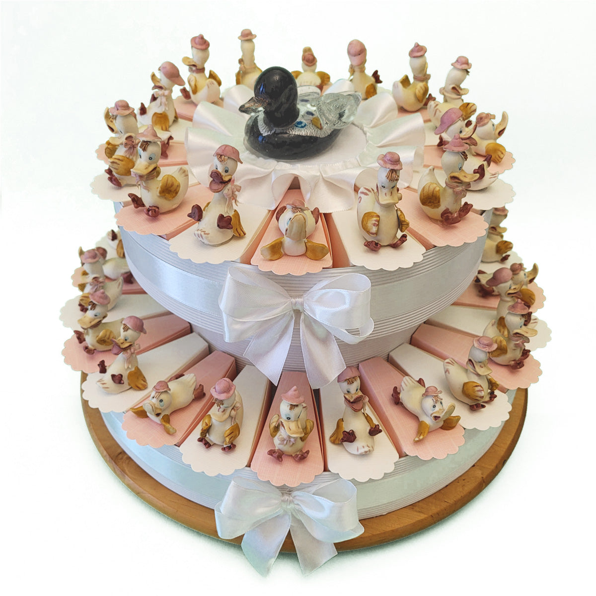 Torta bomboniera con paperotti in porcellana nascita e Battesimo bimba –  Bomboniere Infinity