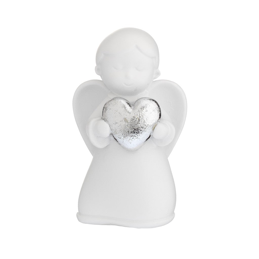 Angelo bianco con cuore argento