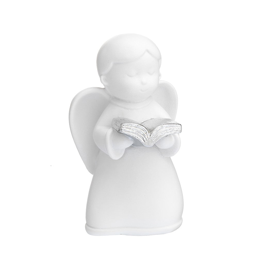 Angelo bianco con libro argento