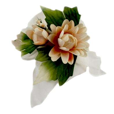 60 sacchettini organza avorio con fiori crema