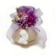 sacchetto porta confetti lilla con gessetto calice per comunione