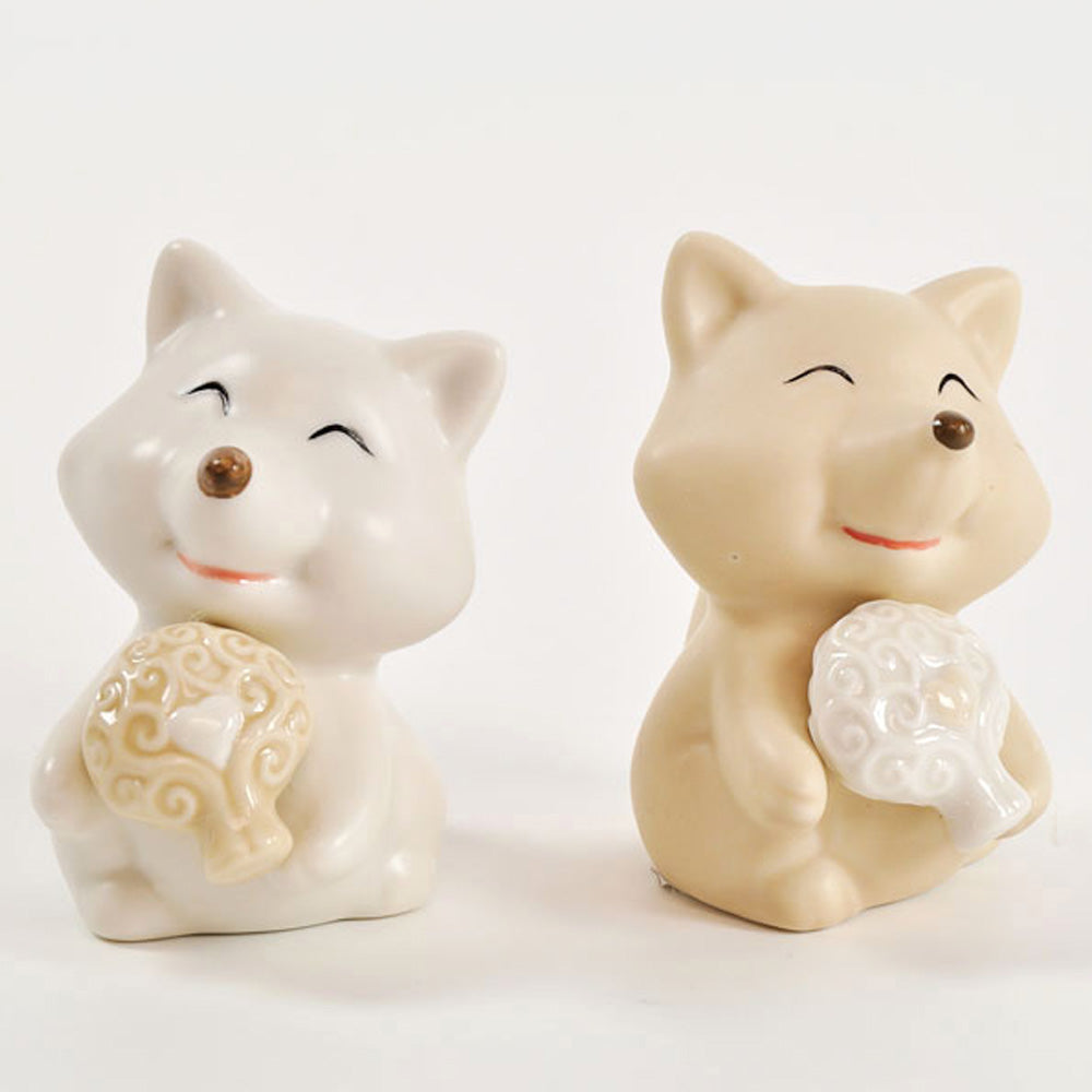 volpe in porcellana che abbraccia albero della vita, ideale come bomboniera