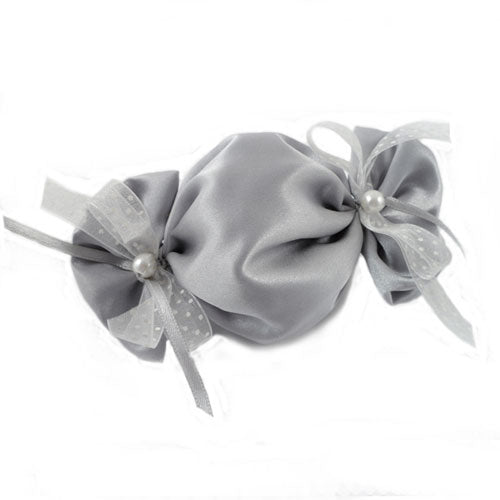 Caramella portaconfetti in raso grigio perla per matrimonio, 40 pz